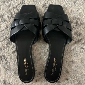 Saint Laurent Nu Pieds Leather Slide Sandals